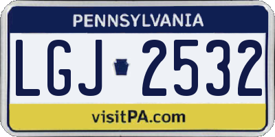 PA license plate LGJ2532