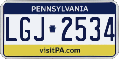 PA license plate LGJ2534