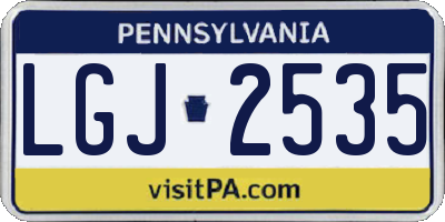 PA license plate LGJ2535