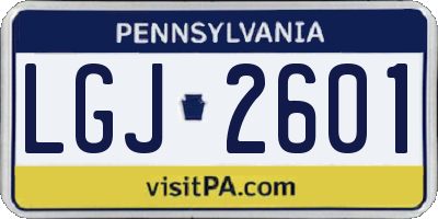 PA license plate LGJ2601