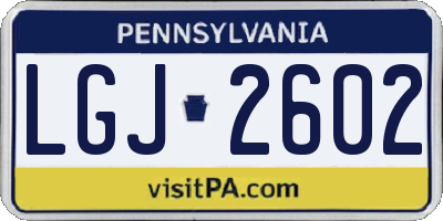 PA license plate LGJ2602
