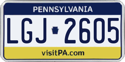 PA license plate LGJ2605