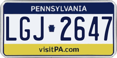PA license plate LGJ2647
