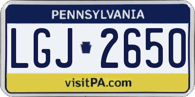 PA license plate LGJ2650