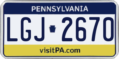 PA license plate LGJ2670