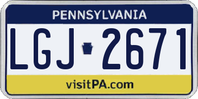 PA license plate LGJ2671