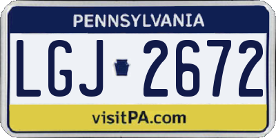 PA license plate LGJ2672