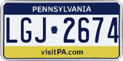PA license plate LGJ2674