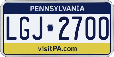 PA license plate LGJ2700