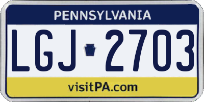 PA license plate LGJ2703