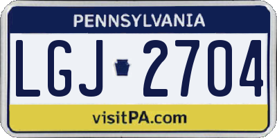 PA license plate LGJ2704