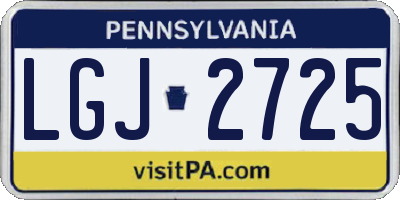 PA license plate LGJ2725