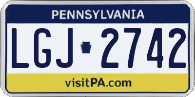 PA license plate LGJ2742