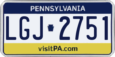 PA license plate LGJ2751