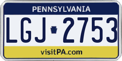 PA license plate LGJ2753