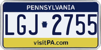 PA license plate LGJ2755