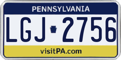 PA license plate LGJ2756