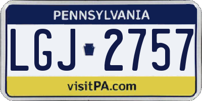 PA license plate LGJ2757