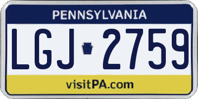 PA license plate LGJ2759