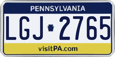 PA license plate LGJ2765