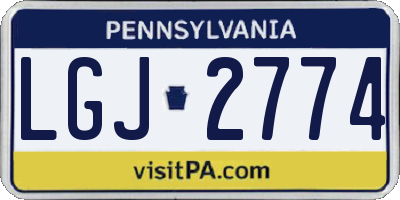 PA license plate LGJ2774