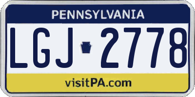 PA license plate LGJ2778