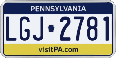 PA license plate LGJ2781