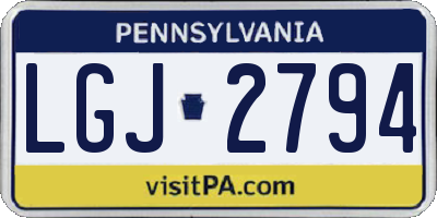 PA license plate LGJ2794