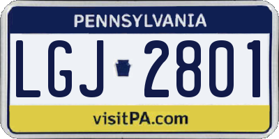 PA license plate LGJ2801