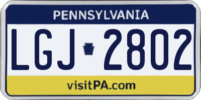 PA license plate LGJ2802