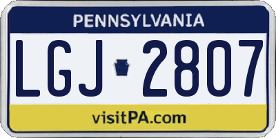 PA license plate LGJ2807