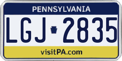 PA license plate LGJ2835