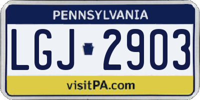 PA license plate LGJ2903