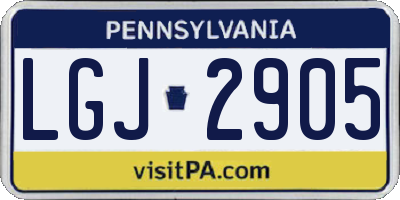 PA license plate LGJ2905