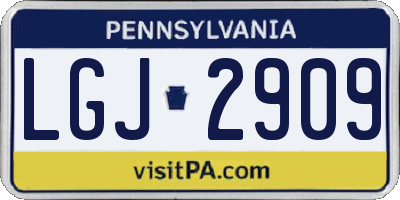 PA license plate LGJ2909