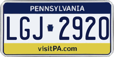 PA license plate LGJ2920