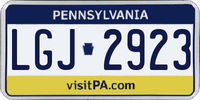 PA license plate LGJ2923