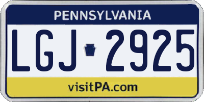 PA license plate LGJ2925