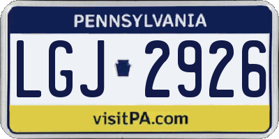 PA license plate LGJ2926
