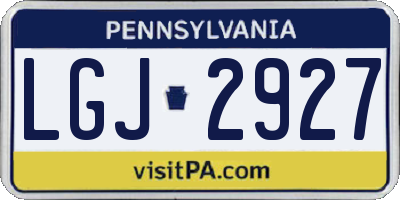 PA license plate LGJ2927