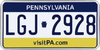 PA license plate LGJ2928