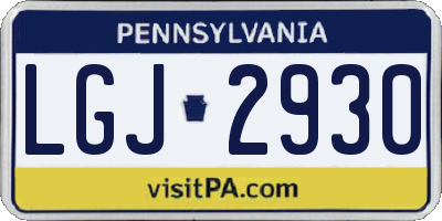 PA license plate LGJ2930