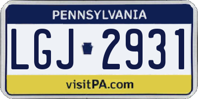 PA license plate LGJ2931