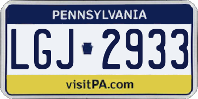 PA license plate LGJ2933
