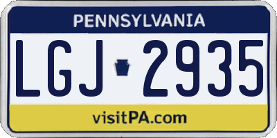 PA license plate LGJ2935