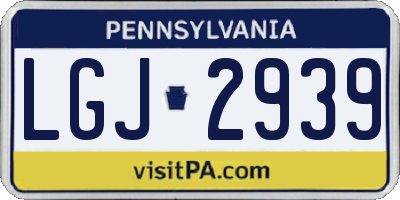 PA license plate LGJ2939
