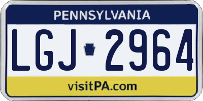 PA license plate LGJ2964