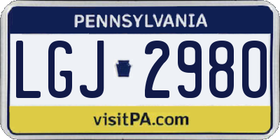 PA license plate LGJ2980