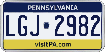 PA license plate LGJ2982