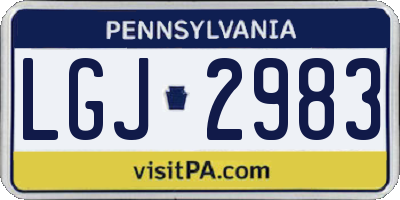 PA license plate LGJ2983